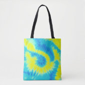 Blauwe en gele kleurstof tote bag (Voorkant)