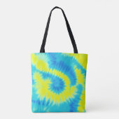 Blauwe en gele kleurstof tote bag (Achterkant)