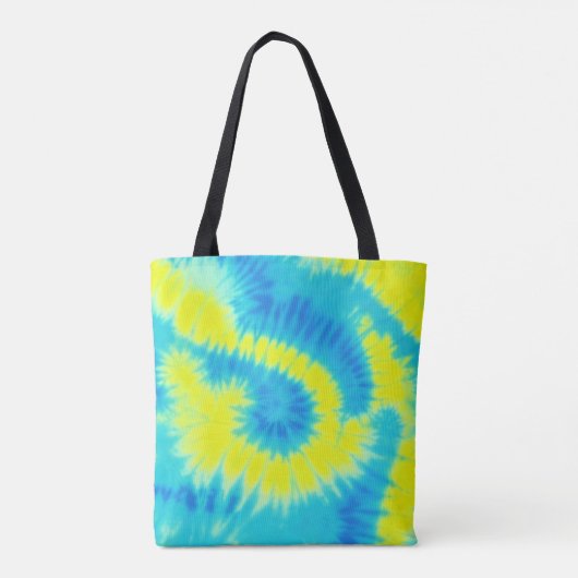 Blauwe en gele kleurstof tote bag (Achterkant)