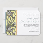 Blauwe en gele kunst Deco Iris Wedding Uitnodiging (Voorkant)