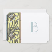Blauwe en gele kunst Deco Iris Wedding Uitnodiging (Achterkant)
