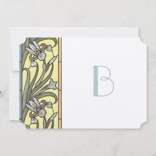 Blauwe en gele kunst Deco Iris Wedding Uitnodiging (Achterkant)