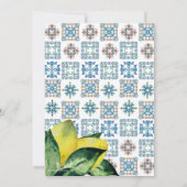 Blauwe en Gele Lemon Amalfi Bruiloft Aankondiginge Save The Date (Achterkant)