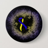 Blauwe en gele lint ronde button 7,6 cm (Voorkant)