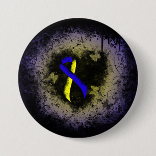 Blauwe en gele lint ronde button 7,6 cm