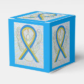 Blauwe en gele lintlintpartij bedankdoosjes (Voorkant Zijde)