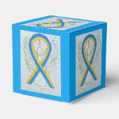 Blauwe en gele lintlintpartij bedankdoosjes (Achterkant)