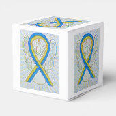 Blauwe en gele lintlintpartij bedankdoosjes (Achterkant)