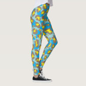 Blauwe en gele luipdierdruk leggings (Rechts)
