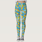 Blauwe en gele luipdierdruk leggings (Voorkant)