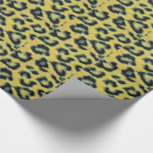 Blauwe en gele luipende huidprinter cadeaupapier (Hoek)