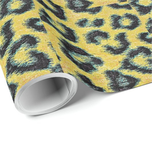 Blauwe en gele luipende huidprinter cadeaupapier (Rol Hoek)