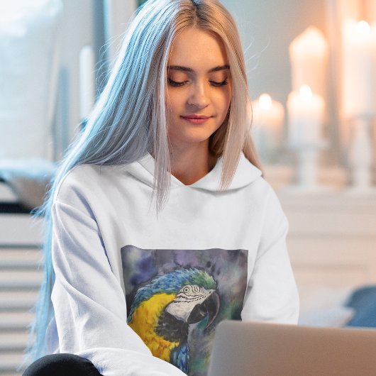 Blauwe en gele macaw hoodie