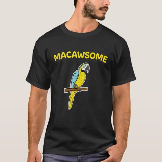 Blauwe en gele Macaw Parrot Macawsome T-shirt (Voorkant)