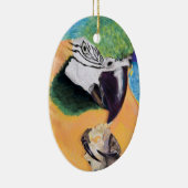 Blauwe en gele Macaw Pastel Art Ornament (Rechts)