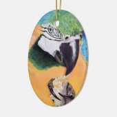Blauwe en gele Macaw Pastel Art Ornament (Links)