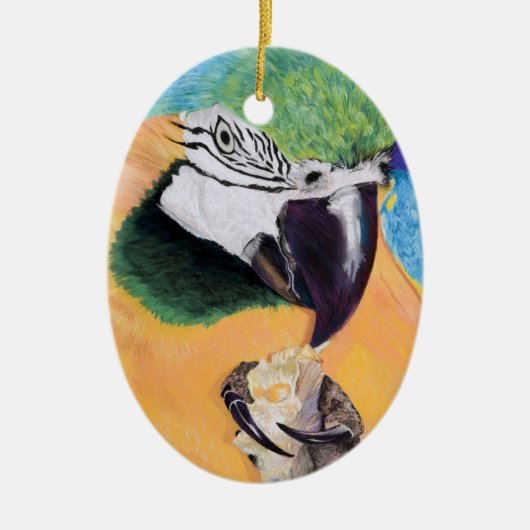 Blauwe en gele Macaw Pastel Art Ornament (Voorkant)