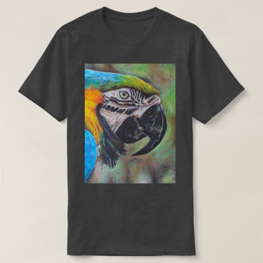 Blauwe en gele Macaw T-shirt (Design voorkant)