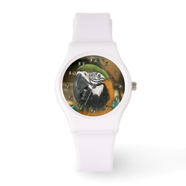 Blauwe en gele Macaw uit Amazon Horloge (Voorkant)