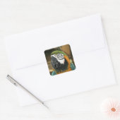 Blauwe en gele Macaw uit Amazon Vierkante Sticker (Envelop)