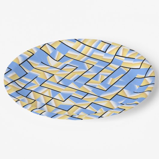 Blauwe en gele maïs papieren bordje (Gekanteld)