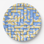 Blauwe en gele maïs papieren bordje (Voorkant)