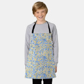 Blauwe en gele maïs schort (Gedragen)