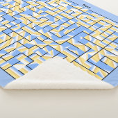 Blauwe en gele maïs sherpa deken (3/4)