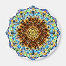 Blauwe en gele Mandala Art