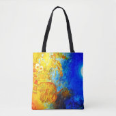 Blauwe en gele Mayaanse Canvas tas (Voorkant)