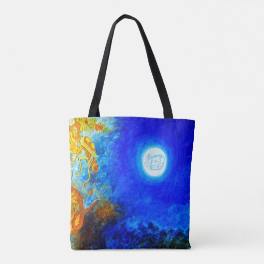 Blauwe en gele Mayaanse Canvas tas (Achterkant)