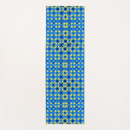 Blauwe en gele modeachtige motief van mandala yoga yogamat (Voorkant)