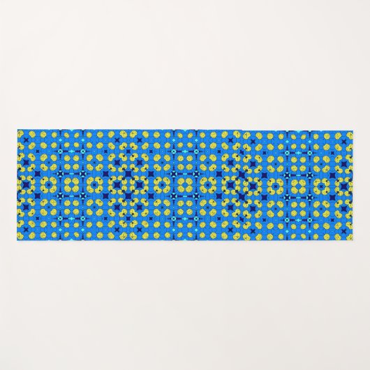 Blauwe en gele modeachtige motief van mandala yoga yogamat (Voorkant (horizontaal))