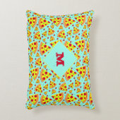 Blauwe en gele monogram Pizza-plakken, gevlekt Accent Kussen (Voorkant(Verticaal))
