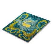 Blauwe en gele nieuwe kunstmuur - tegel tegeltje (Zijkant)