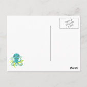Blauwe en gele octopus briefkaart (Achterkant)