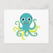 Blauwe en gele octopus briefkaart (Voorkant)