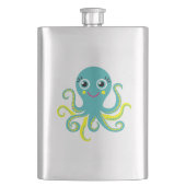 Blauwe en Gele Octopus Heupfles (Voorkant)