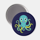 Blauwe en Gele Octopus Magneet (Voorkant / Achterkant)