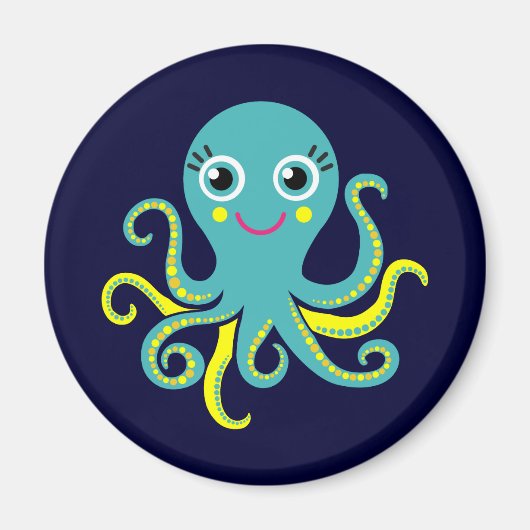 Blauwe en Gele Octopus Magneet (Voorkant)