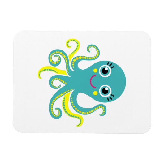 Blauwe en Gele Octopus Magneet (Horizontaal)