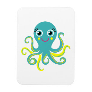 Blauwe en Gele Octopus Magneet