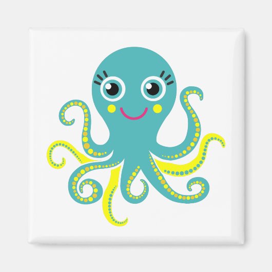 Blauwe en Gele Octopus Magneet (Voorkant)