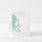 Blauwe en Gele Octopus Matglas Koffiemok (Voorkant links)