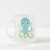 Blauwe en Gele Octopus Matglas Koffiemok (Links)