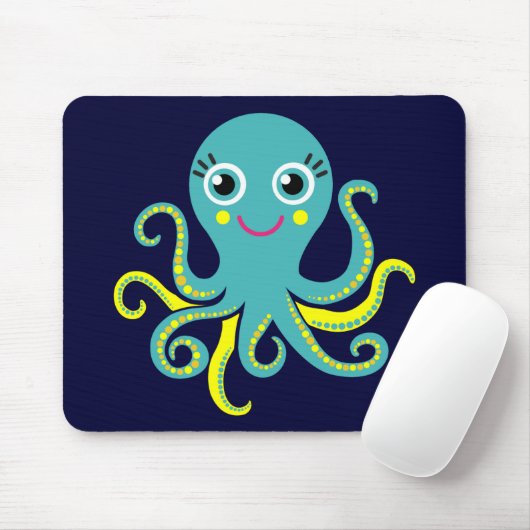 Blauwe en gele octopus muismat (Met muis)