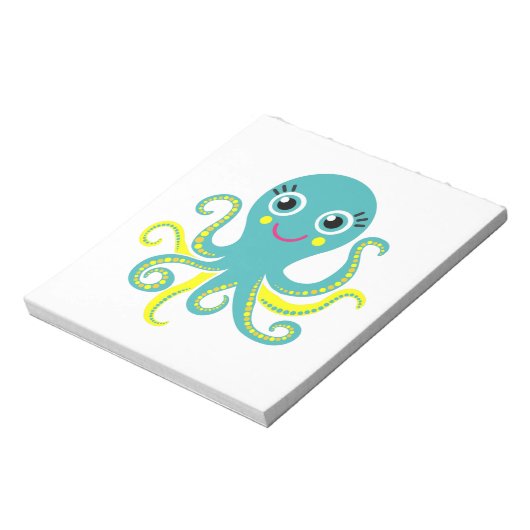 Blauwe en Gele Octopus Notitieblok (Linkerzijde)