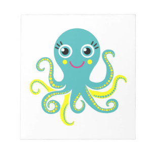 Blauwe en Gele Octopus Notitieblok