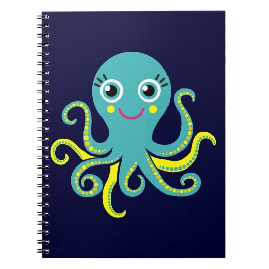Blauwe en Gele Octopus Notitieboek (Voorkant)