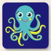 Blauwe en Gele Octopus Onderzetter (Voorkant)